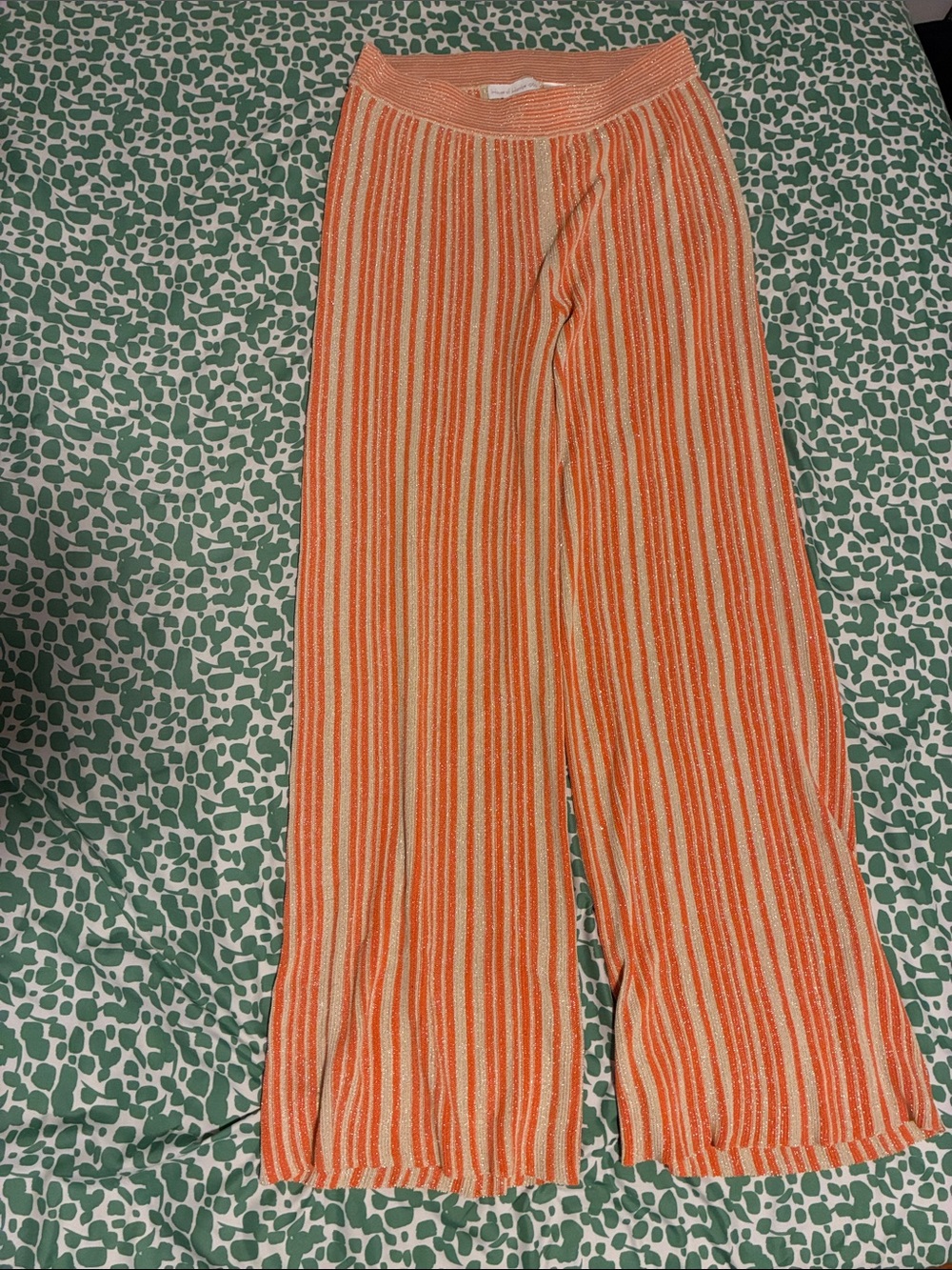Striped Wide-Leg Knit Pants in Orange SET TOP SIZE MEDIUM BOTTOM SIZE MEDIUM